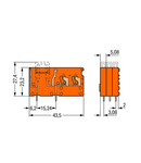 Stackable 2-conductor PCB terminal block; with fuse mounting; 2.5 mm²; Pin spacing 5.08 mm; 1-pole; CAGE CLAMP®; 2,50 mm²; orange