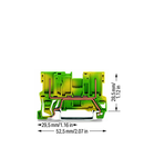 2-pin ground carrier terminal block; for DIN-rail 35 x 15 and 35 x 7.5; 4,00 mm²; green-yellow