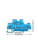 Double-deck terminal block; 4-conductor through terminal block; N; suitable for Ex i applications; internal commoning; conductor entry with violet marking; for DIN-rail 35 x 15 and 35 x 7.5; 1.5 mm²; CAGE CLAMP®; 1,50 mm²; blue