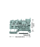 2-conductor/1-pin carrier terminal block; suitable for Ex nA applications; for DIN-rail 35 x 15 and 35 x 7.5; 2.5 mm²; Push-in CAGE CLAMP®; 2,50 mm²; gray