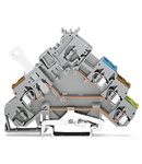 3-conductor actuator supply terminal block; with ground contact; with colored conductor entries; 2.5 mm²; CAGE CLAMP®; 2,50 mm²; gray