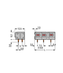 2-conductor PCB terminal block; 0.75 mm²; Pin spacing 7.5/7.62 mm; 3-pole; PUSH WIRE®; 0,75 mm²; gray