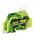 2-conductor terminal block; on one side with push-button; with fixing flange; for screw or similar mounting types; Fixing hole 3.2 mm Ø; 2.5 mm²; CAGE CLAMP®; 2,50 mm²; green-yellow