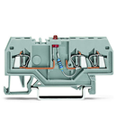 Component terminal block; 3-conductor; LED (red); 24 VDC; for DIN-rail 35 x 15 and 35 x 7.5; 1.5 mm²; CAGE CLAMP®; 1,50 mm²; gray