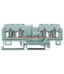 4-conductor through terminal block; 4 mm²; with test port; without shield contact; center marking; for DIN-rail 35 x 15 and 35 x 7.5; CAGE CLAMP®; 4,00 mm²; orange