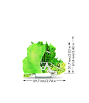 Double-deck terminal block; 4-conductor ground terminal block; PE; without marker carrier; internal commoning; for DIN-rail 35 x 15 and 35 x 7.5; 1 mm²; Push-in CAGE CLAMP®; 1,00 mm²; green-yellow