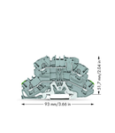 Double-deck terminal block; Ground conductor/through terminal block; PE/L; same profile as double-deck disconnect terminal block; without marker carrier; for DIN-rail 35 x 15 and 35 x 7.5; 2.5 mm²; Push-in CAGE CLAMP®; 2,50 mm²; gray
