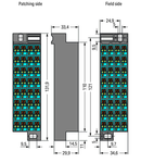 Matrix patchboard; 32-pole; plain; Color of modules: blue; for 19" racks; 1,50 mm²; dark gray