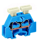 2-conductor terminal block; suitable for Ex i applications; on both sides with push-button; with fixing flange; for screw or similar mounting types; Fixing hole 3.2 mm Ø; 2.5 mm²; CAGE CLAMP®; 2,50 mm²; blue