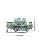 3-conductor, double-deck terminal block; for DIN-rail 35 x 15 and 35 x 7.5; 2.5 mm²; CAGE CLAMP®; 2,50 mm²; gray