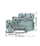 3-conductor actuator supply terminal block; for NPN-(low-side) switching actuators; with ground contact; with colored conductor entries; 1 mm²; Push-in CAGE CLAMP®; 1,00 mm²; gray