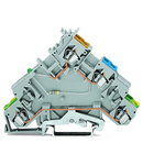 4-conductor sensor supply terminal block; LED (green); for PNP-(high-side) switching sensors; with end plate; with colored conductor entries; 2.5 mm²; CAGE CLAMP®; 2,50 mm²; gray