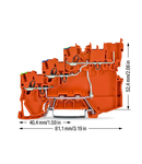 3-conductor sensor/actuator terminal block; for PNP-(high-side) switching actuators; with ground contact; 1 mm²; Push-in CAGE CLAMP®; 1,00 mm²; orange