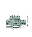 Double-deck terminal block; Through/through terminal block; N/L; without marker carrier; suitable for Ex e II applications; Blue conductor entry lower deck; for DIN-rail 35 x 15 and 35 x 7.5; 2.5 mm²; Push-in CAGE CLAMP®; 2,50 mm²; gray