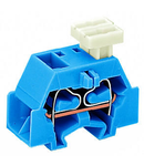 4-conductor terminal block; suitable for Ex i applications; on one side with push-button; with fixing flange; for screw or similar mounting types; Fixing hole 3.2 mm Ø; 2.5 mm²; CAGE CLAMP®; 2,50 mm²; blue