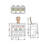 Lighting connector; push-button, external; with screw-type ground contact; 3-pole; Lighting side: for solid conductors; Inst. side: for all conductor types; max. 2.5 mm²; Surrounding air temperature: max 85°C (T85); 2,50 mm²; white