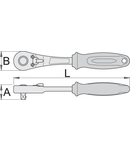 Antrenor cu clichet reversibil 1/2", pentru lucrul in siguranta la inaltime 1/2", 260mm, 36mm, 45mm