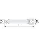 Prelungitor lung 1/2", pentru lucrul in siguranta la inaltime 1/2", 125mm, 16,8mm, 24mm