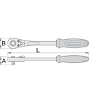 Antrenor cu clichet reversibil 3/8" varianta lunga 3/8", 260mm, 30mm, 35mm, 274g