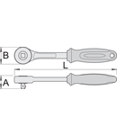 Antrenor cu clichet 1/2" 1/2", 38mm, 43.5mm, 252mm, 498g