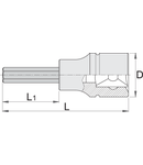 Capete chei tubule cu profil hexagonal exterior lungi 3/8" 10mm, 92mm, 66mm, 18mm, 65g