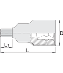 Capete chei tubulare cu profil hexagonal exterior de 3/8",izolate la 1000 V, dublu strat 4mm, 67mm, 8mm, 23.6mm, 46g