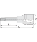 Capete chei tubule cu profil TX exterior lungi 3/8" 92mm, 66mm, 18mm, 50g