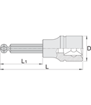 Capete chei tubulare 1/2" cu cap sferic extra-lungi 6mm, 243mm, 22.9mm, 220mm, 107g