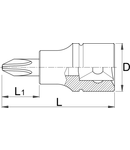 Capete chei tubulare cu profil PZ exterior 1/2" PZ 4, 22.9mm, 57mm, 21mm, 86g