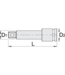 Prelungitor lung de IMPACT 3/4" 3/4", 250mm, 25mm, 44mm, 1245g