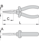 Cleste cu varfuri lungi plate izolat la 1000 V 140mm, 15mm, 39mm, 8mm, 114g