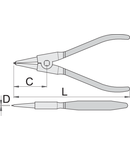 Cleste inel de siguranta, exterior, varfuri drepte 140mm, 10 - 25mm, 1.3mm, 40mm, 131g