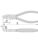 Cleste inel de siguranta, intern, varfuri indoite 140, 128mm, 1.3mm, 28mm, 114g