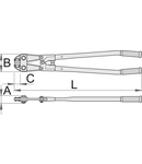 Clesti de buloane cu cutite triunghiulare ascutite interschimbabile 750mm, 43mm, 96mm, 46mm, 4060g