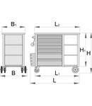 Carucior de scule "HERCULES" 1182mm, 1040mm, 1080mm, 640mm, 550mm, 955mm, 800mm, 94200g