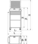 Mobile control trolley with tool rack wall 770mm, 673mm, 460.5mm, 440mm, 1669mm, 1125mm, 47000g