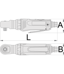 Antrenor cu clichet pneumatic,mic 3/8", 196mm, 49mm, 40,8mm, 54