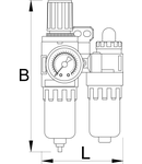 Filtru regulator si ungator pneumatic 1/4" 90mm, 155mm, 491g