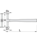 Ciocan de tinichigerie cu doua capete bombate 326mm, 40mm, 32mm, 155mm, 475g