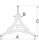 Cheie torx cu trei picioare 122mm, 16mm, 106mm, 30g