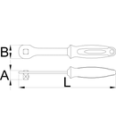 Pro Socket Handle 1/2", 250mm, 23,5mm, 36mm