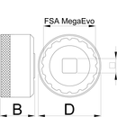 Bottom bracket socket MegaEVO 52mm, 46.4mm, 31mm, 1/2", 133g