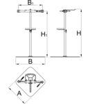 Stand cu farfurie plata și doua falci cu piulița reglabila 1680mm, 704'', 700mm, 905mm, 57000g