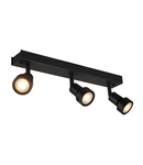 Corp iluminat TAVAN, PURI Wall Luminita GU10, negru cu trei capete, QPAR51, negru mat, max. 150 W, cu inel deco,