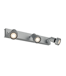 Corp iluminat TAVAN, PURI Wall Luminita GU10, GRI cu trei capete, QPAR51, GRI-argintiu, max. 150 W, cu inel deco,