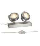 Lampa pla, Kalu 2 Etajul cu etaj Stativ Doua capete, QR-LP111, rotund, aluminiu periat, max. 100 W,