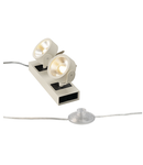 Lampa pla, Kalu pla lampi, Stativ de pla alb, cu Doua capete, cu LED-uri, 3000K, alb / negru, 24 °,