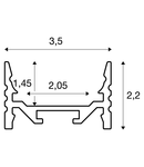 Profil led, GRAZIA 20 montat pe suprafata profil, LED, plat, canelate, 1m, aluminiu,