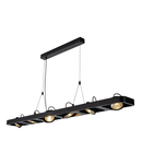 Lampa suspendata, lustra LYNAH pandantiv, sase capete, cu LED-uri, 3000K, dreptunghiular, negru mat, 60W,