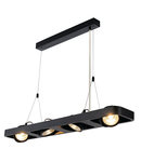 Lampa suspendata, lustra LYNAH pandantiv, pandantiv negru, cu patru capete, cu LED-uri, 3000K, negru,